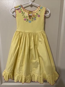 Vestido Solero Amarillo Okie Dokie Niñas Pequeñas Talla 4T Sin Mangas Bordado Flw - Imagen 1 de 6
