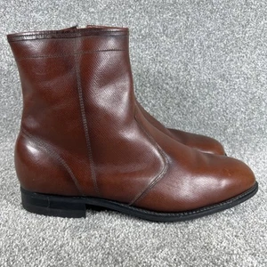Vintage Mens Western Brown Leather Ankle Boots Size 11 Side Zip Goodyear USA - Picture 1 of 13