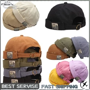 Retro Beanie Hats Adjust K1 Brimless Docker Cap Hat Skullcap Sailor Rolled Cuff - Picture 1 of 10
