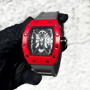 Herren Luxus Uhr Sport Rot Silikon Band Wasserdicht Mode Hip Hop Freizeit - Bild 1 von 2