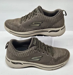 SKECHERS Go Walk Arch Fit Herren Größe 9 M Taupe Sportlich Schnürschuhe Turnschuhe Schuhe - Bild 1 von 8