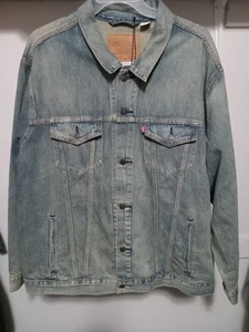 NEW Levi Premium Relaxed Fit Trucker Jacket XXL Vintage Haze Blue Wash Denim 2XL - Picture 1 of 19