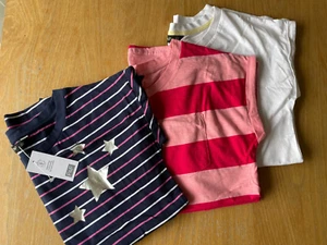 3 Pack ~ Ladies T-Shirts size 10 ~ Pink Stripe, Navy Star Print, White - Picture 1 of 9