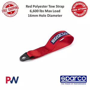 Sparco Tow Strap Red Polyester 6600 lbs Load 0.791 ft. Length 16mm Hole #01637RS - Picture 1 of 5