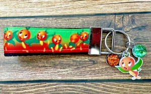 Key Fob Chain Holder Strap Mini Ombre Green Orange Bird Charms RTS 3" - Picture 1 of 1