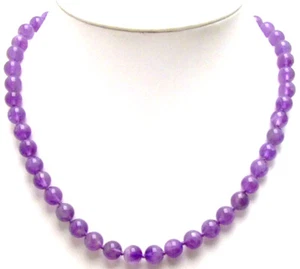Collana ametista viola naturale rotonda 8 mm per donna girocollo 18" pietra gioielli - Foto 1 di 4