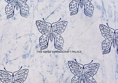 Indian Butterfly Print Cotton Fabric Sewing Dress Apparel Craft Boho By 2.5 Yard - Image 1 of 3