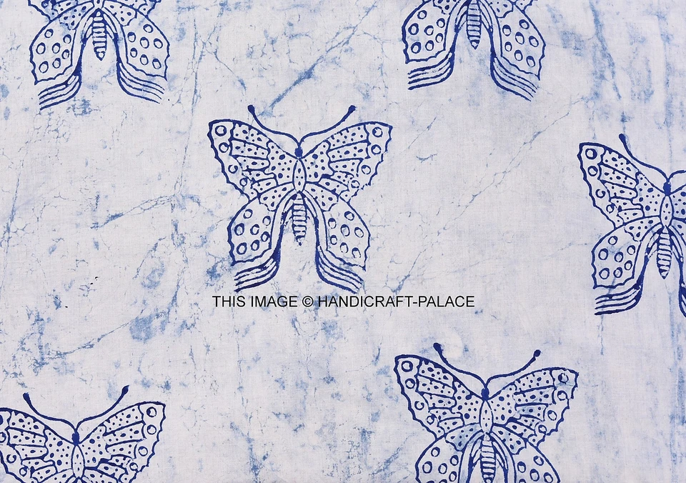 Indian Butterfly Print Cotton Fabric Sewing Dress Apparel Craft Boho By 2.5 Yard - Image 1 of 3