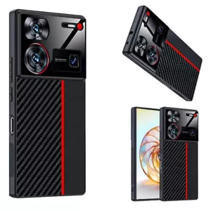 Funda delgada de cuero texturizada de fibra de carbono ultra lujo para Nubia Z60 - Imagen 1 de 13