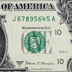 Six Digit Looping Ascending Ladder Run (45...6789) Dollar Fancy Serial Number - Picture 1 of 3