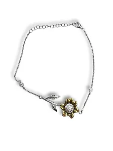 Sterling Silber Gold Vermeil Sonnenblume Armband 6,5"-8" - Bild 1 von 5