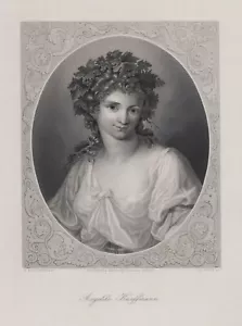 Angelika Kauffmann, autorretrato de la pintora en óvalo. Grabado de acero original - Imagen 1 de 2