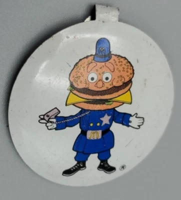 Vtg 70s-80s McDonald’s Police Officer Big Mac Fold Over Tab Pin Button 1.5" - Image 1 of 4