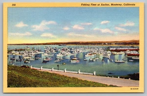 Postcard Fishing Fleet At Anchor Monterey, California F9 - Picture 1 of 2
