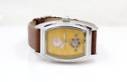 Nicolet Unisex Automatic Oblong Mop 24Hr Indicator On Yellow Dial W/ Brown Band