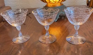 Lot of 3 Fostoria Etched Stemware Romance Pattern - Picture 1 of 3