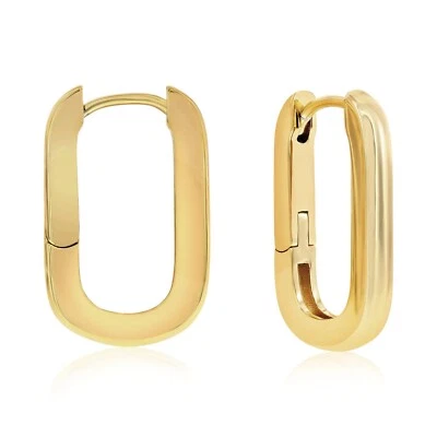 Pendientes de aro enchapados en oro amarillo de 14K unisex para mujer Foto 1 de 4