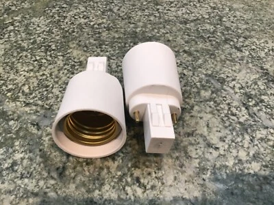 (Qty 2) Light Socket 2-Pin 2-Tab Adapter G23 to E26 E27 Lamp Base Converter - Image 1 of 4