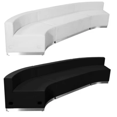 Recepción Seccional Cuero Negro Blanco* Cóncavo 3 Piezas Hotel Centro de Conferencias Foto 1 de 4