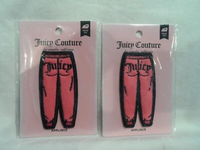 2 Juicy Couture Iron On Applique Clothing Patch Craft Sewing DIY Hot Pink Pants - Image 1 of 2