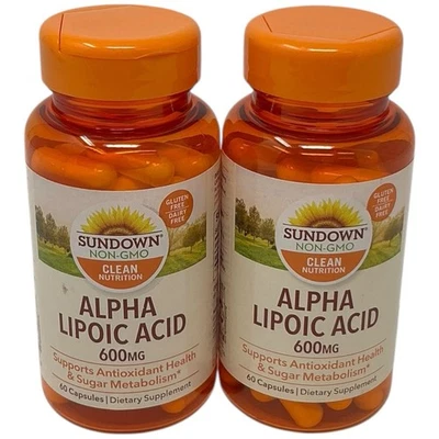 Lote de 2-Sundown Clean Nutrition ácido alfa lipóico 600MG (120 comprimidos totais) - Imagem 1 de 3