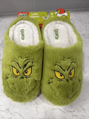 Zapatillas GRINCH Damas Med 7/8 PIEL SINTÉTICA Espuma con Memoria Capucha Trasera Zapatos de Casa NUEVO Foto 1 de 4