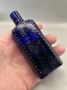 SUPERB RARER 2 OZ VICTORIAN HOBNAIL POISON BOTTLE POISONOUS NOT TO BE TAKEN - Bild 1 von 7