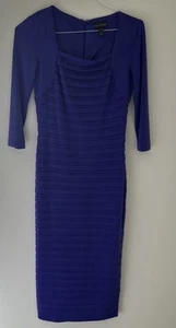 LONG TALL SALLY Purple Dress 10 Pleated Bodycon Stretch Long Sleeve - Picture 1 of 6