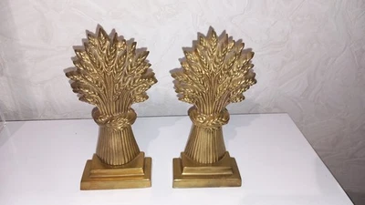 1 Paar  seltene Buchstützen " Weizengarbe " ,  Messing ( a ) - Bild 1 von 4