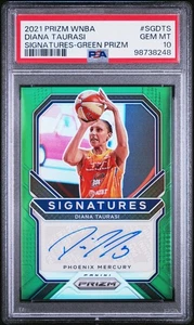 2021 Panini Prizm Wnba Signatures #SGDTS Diana Taurasi Green Prizm PSA 10 - Picture 1 of 2