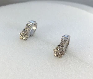 14ct White Gold 0.78ct Diamond Set Flower Earrings  3.8g NEW - Bild 1 von 6