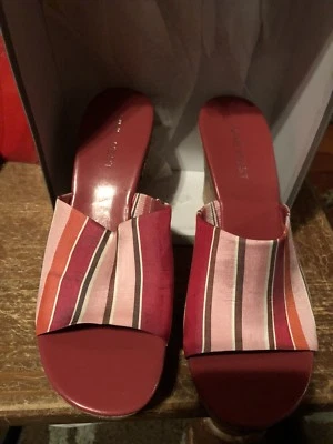 Nine West Livableo Red Fabric Cork wedge high heels in women's size 7 1/2 M NWT - Image 1 of 4