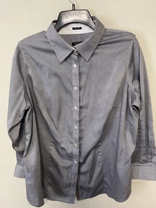 Talbots Shirt Womens 16 Petite Blue/white Long Sleeve Button Down 16WP - Picture 1 of 6