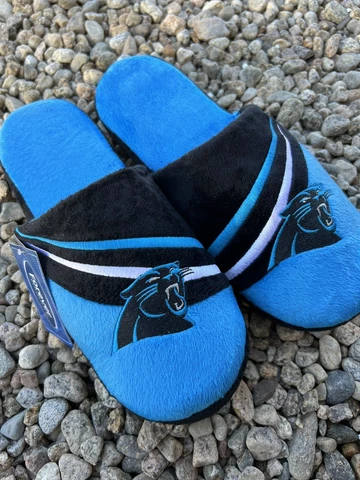 Carolina Panthers plush 2013 stripe NFL slippers mens size large Foco Cover