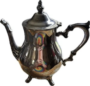 Antique Wm Rogers Vintage Tea/Coffee Pot with Hinged Lid Footed Base - Picture 1 of 11