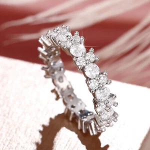 Splendidi Anelli Cubic Zirconia Verde Donna Argento 925 Riempiti Gioielli Misura 6-10 - Foto 1 di 5
