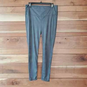 Seven7 Kunstleder hoch geschnittene formende Leggings grau metallisch Größe Large neu ohne Etikett - Bild 1 von 14