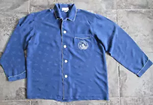 Camisa Longevidad Vintage Para Hombre 48 Grande XL 100% Seda Pijama Azul Bordado - Imagen 1 de 17