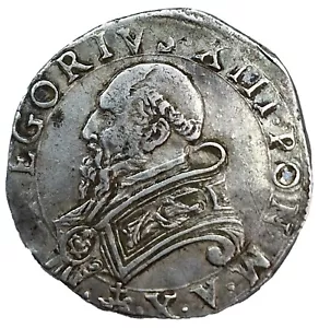 STATO PONTIFICIO (GREGORIO XIII) - TESTONE DA 3 GIULI BB - Foto 1 di 2