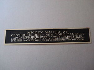 Mickey Mantle Yankees Nameplate For A Baseball Jersey / Hat Display Case 1.5 X 6