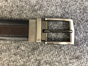 Mens Tassa Elba Brown & Black Leather Suede Reversible Belt Sz 38 In EUC - Picture 1 of 6