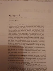 Witchcraft in Geneva, 1537-1662 Journal Article by E. William Monter - Picture 1 of 1