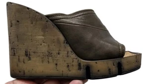 VINTAGE PLATFORM Wedge 5 1/2 A shoes Bought In Paris France boho 1990s 70s Craze - Picture 1 of 24