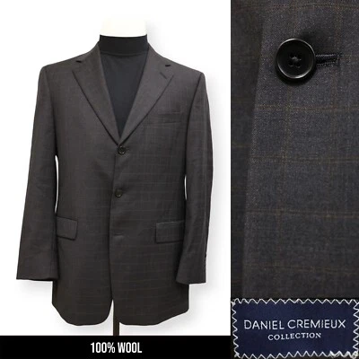 DANIEL CREMIEUX mens charcoal gray plaid WOOL sport coat suit jacket blazer 40 R - Image 1 of 4