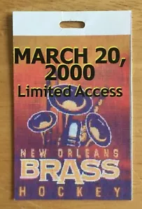Credencial de pase de medios de hockey de latón New Orleans 2000 20/03/2000 acceso limitado - Imagen 1 de 2