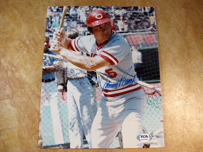 JOHNNY BENCH (HOF) SIGNED AUTOGRAPHED 8X10 PHOTO 1967-83 CINCINNATI REDS PSA - Image 1 of 2