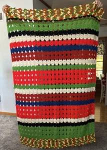 Vintage Handmade Afghan Multi-Colored Crochet 39in X 56in - Picture 1 of 3