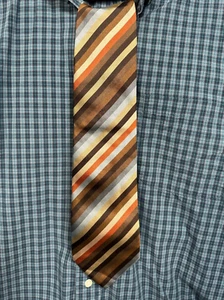 J.Crew Herren Krawatte Seide gestreift gedeckt braun gebrannt orange grau Minimal Art - Bild 1 von 11