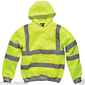 DICKIES HI VIS HOODED SWEATSHIRT HIGH VISIBILITY HOODIE SAFETY WORK HOODY JACKET - Picture 1 of 6