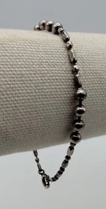 Vintage Dot Dash Bead Chain Bracelet Sterling Silver 925 Italy - Picture 1 of 6